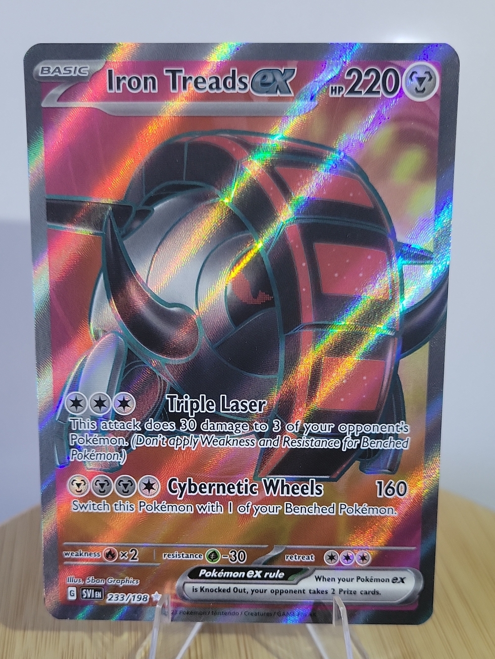 Pokemon Iron Treads ex Holographic Card - Black, Red, Silver